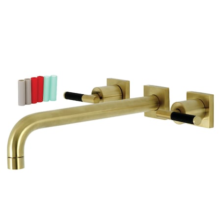 Kingston Brass KS6057CKL Wall Mount Tub Faucet, Brushed Brass KS6057CKL